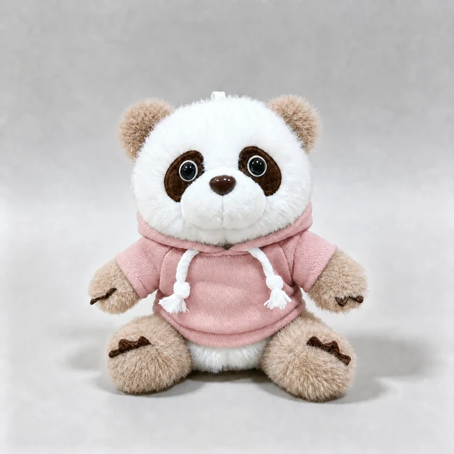 Brown & white panda · Hoodie — Pink