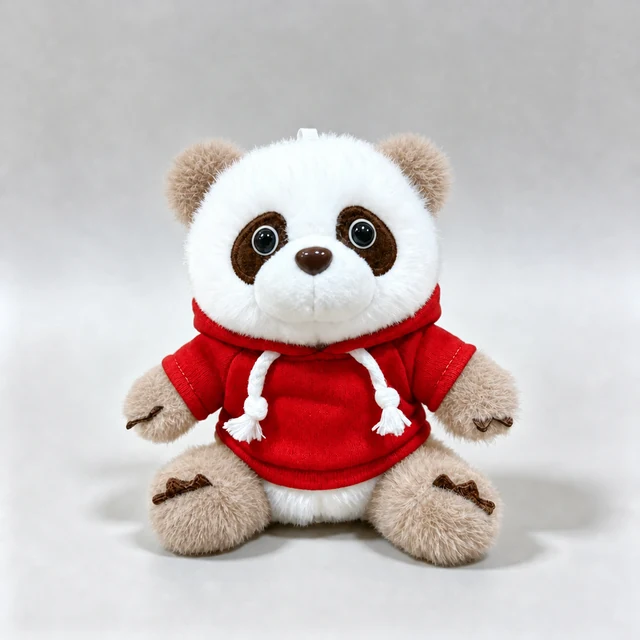 Brown & white panda · Hoodie — Red